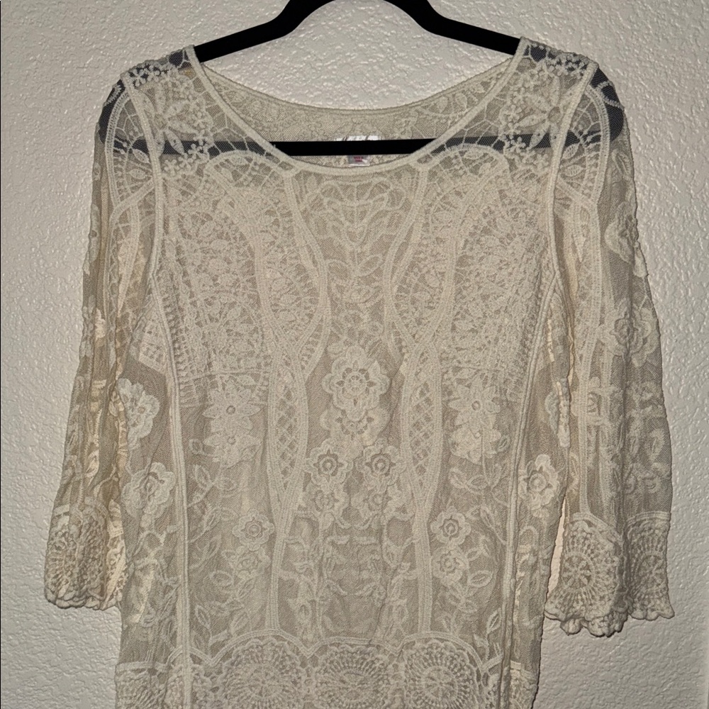 Elegant Cream Lace Women's Top